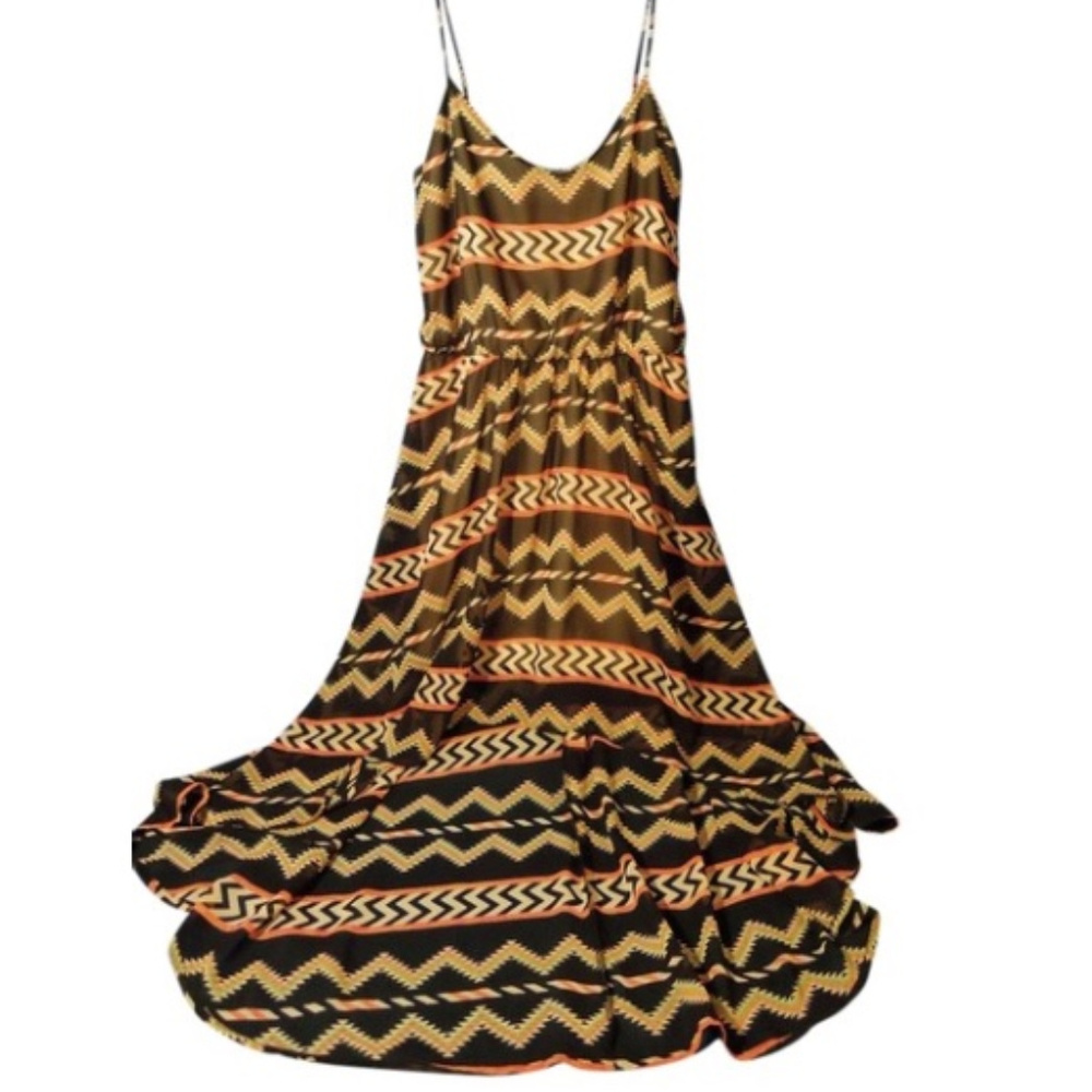 Aztec design casual high low maxi dress